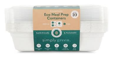 Simply Green Meal Prep Containers With Divider Natural 1000ml