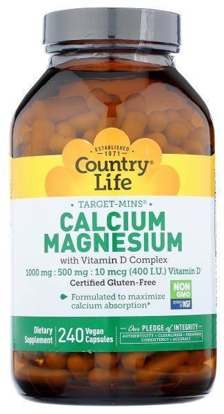 Country Life Calcium Magnesium With Vitamin D-Complex Vegan Capsules (240 ct)