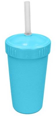Re-Play Recycled Cup With Silicone Straw 10 fl oz, Pool Blue
