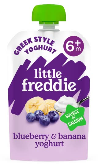 Little Freddie Blueberry-Banana, Organic Yoghurt Stage 1 +6M Smooth Baby Food (100g)