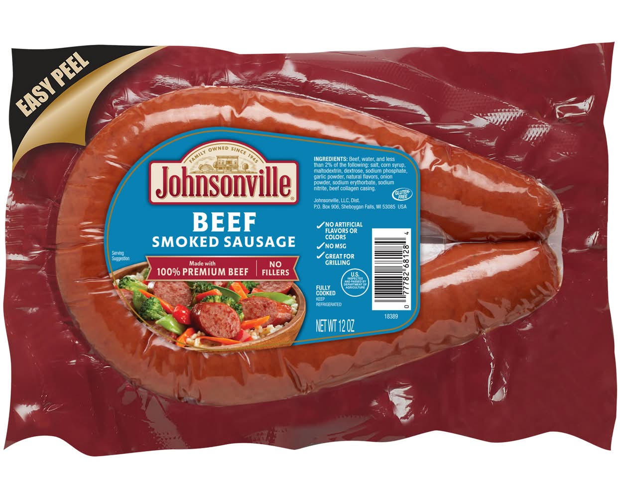 Johnsonville 100% Premium Beef Smoked Sausage (12 oz)