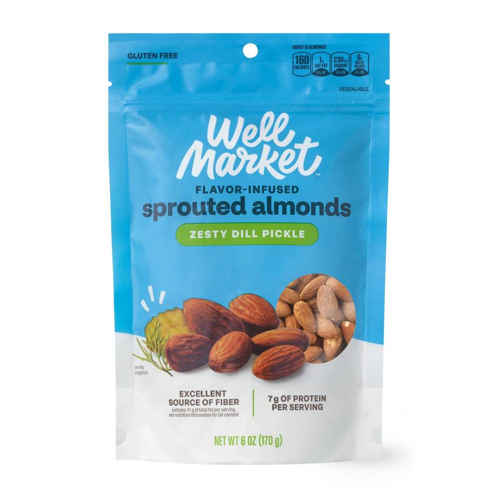 Well Market Zesty Dill Pickle Sprouted Almonds, 6 Oz