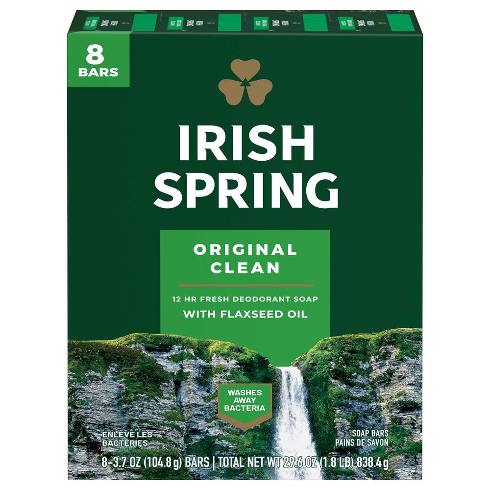 Irish Spring Original Clean Soap Bars With Flaxseed Oil