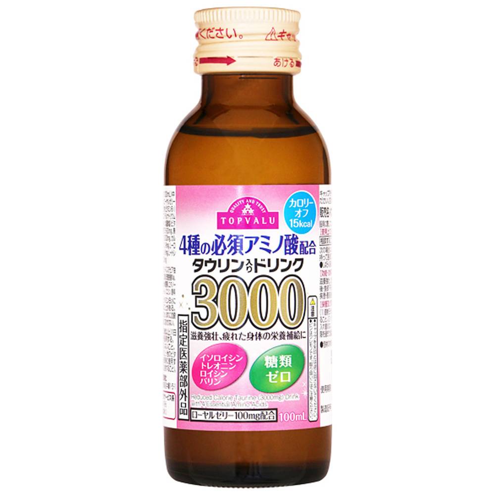 トップバリュ　4種の必須アミノ酸配合　タウリン入りドリンク3000　カロリーオフ/100ml