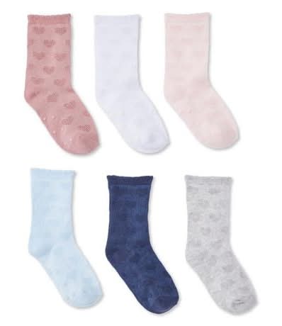 George Toddler Girls' Crew Socks, 0-3 (6 ct)
