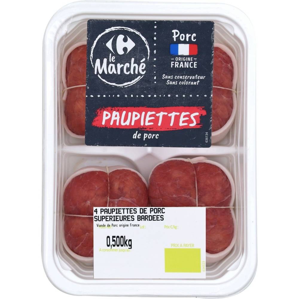 Carrefour Le Marché - Paupiettes de porc sans conservateur sans colorant (4 pièces)
