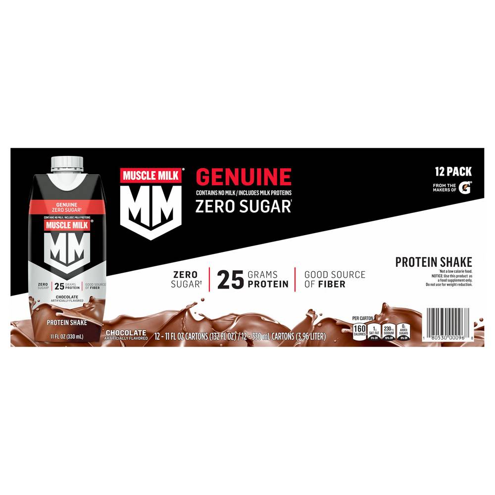 Muscle Milk Genuine Non-Dairy Protein Shake, Chocolate (12 x 11 fl oz)