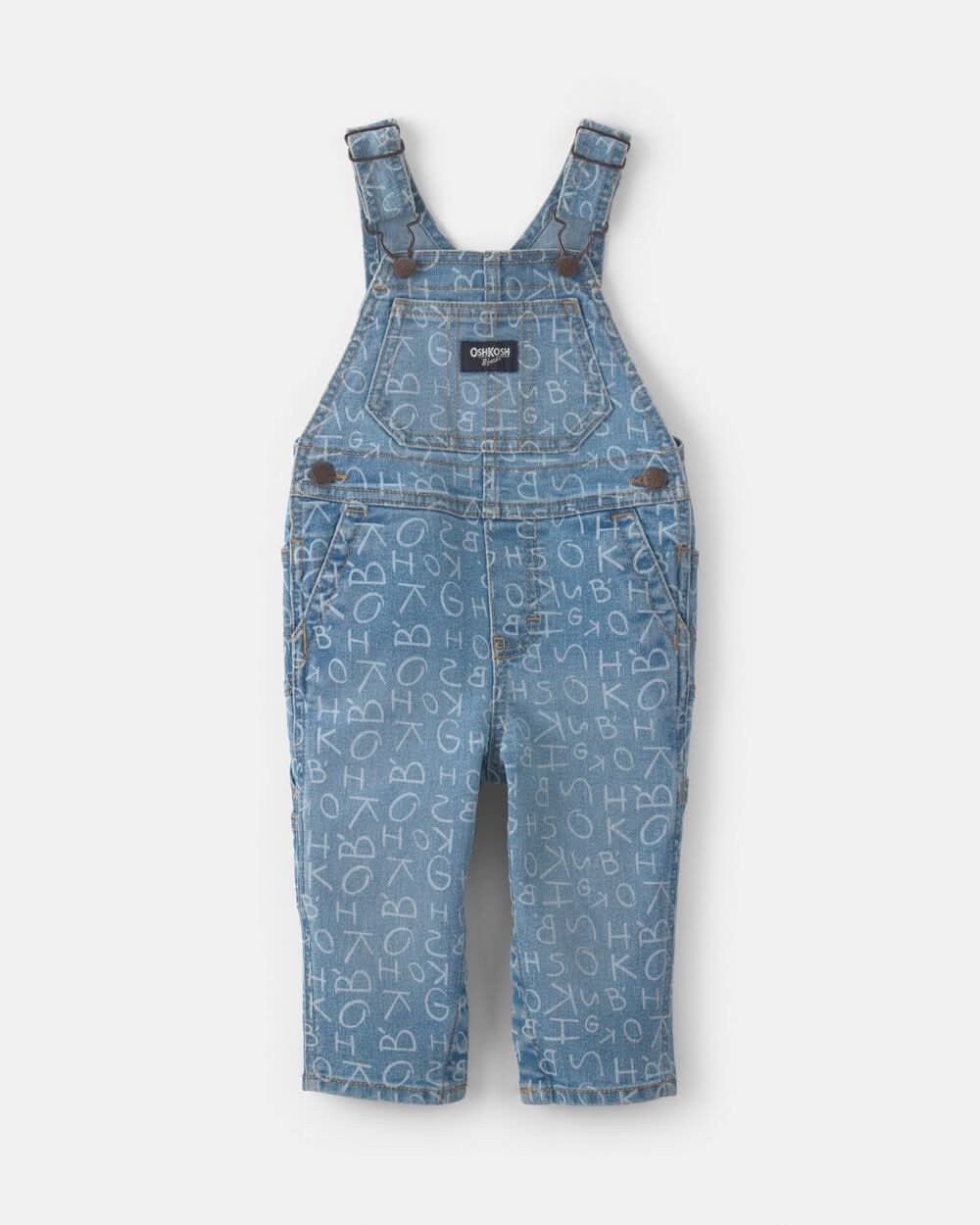 Baby Alphabet Overalls - Light Wash - 6M