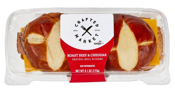 Meijer Crafted Market Roast Beef & Cheddar Pretzel Roll Sliders (6 oz)