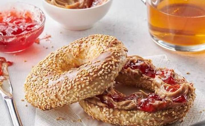 Bagel with Peanut Butter and Jam