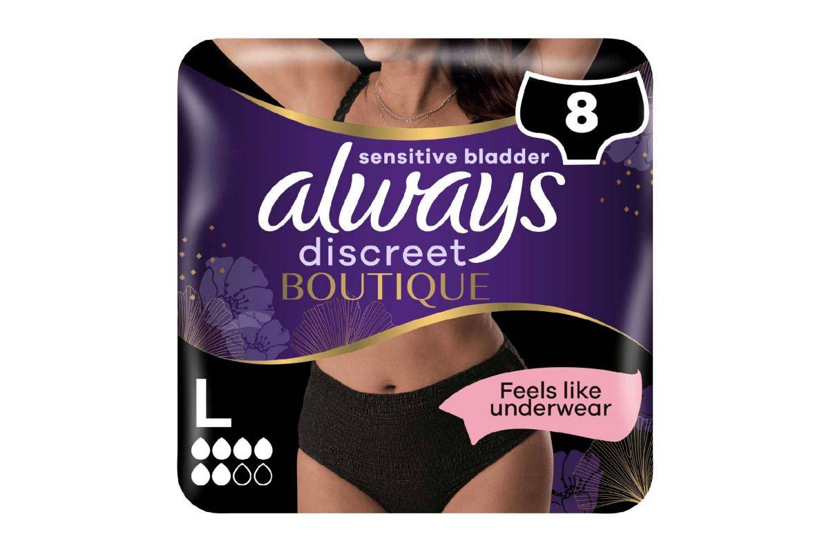 Always Discreet Boutique Underwear Incontinence Pants Plus Large Black x 8