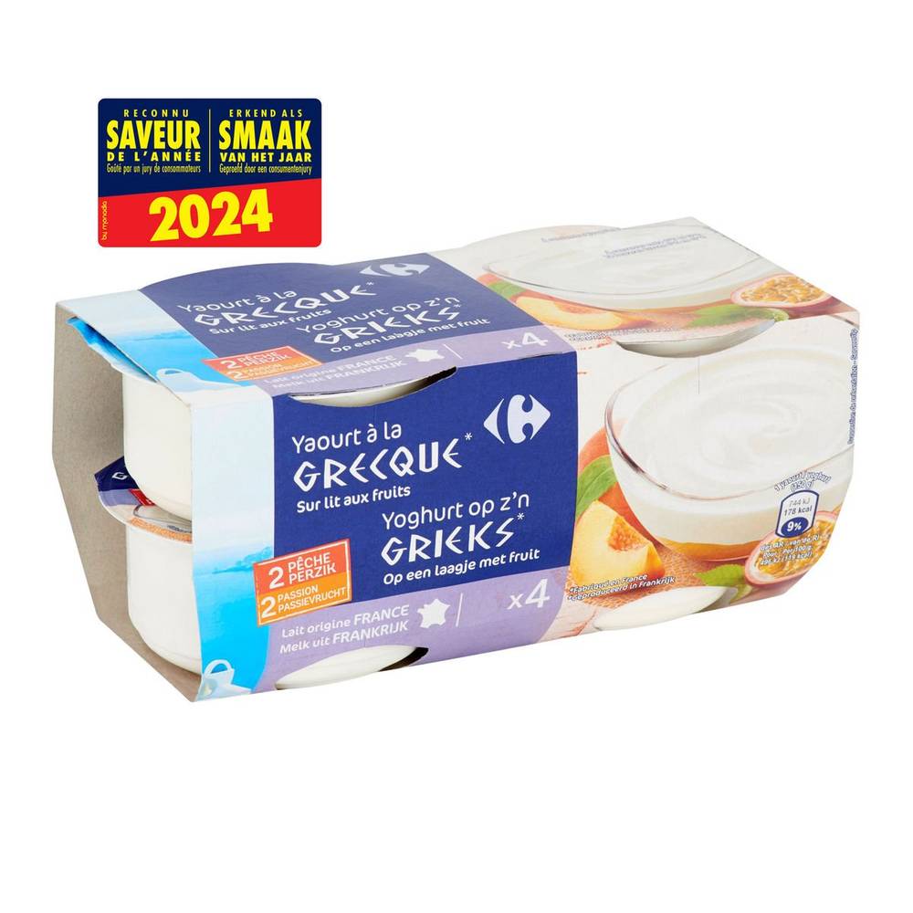 Carrefour Yaourt à la Grecque Pêche Passion 4 x 150 g