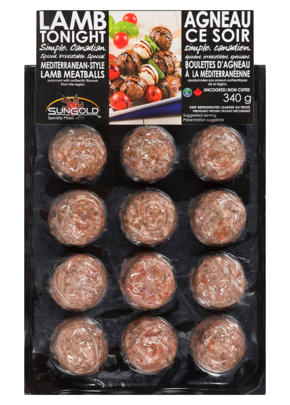 SunGold Frozen Mediterranean Style Lamb Meatballs (340 g, 12 ct)