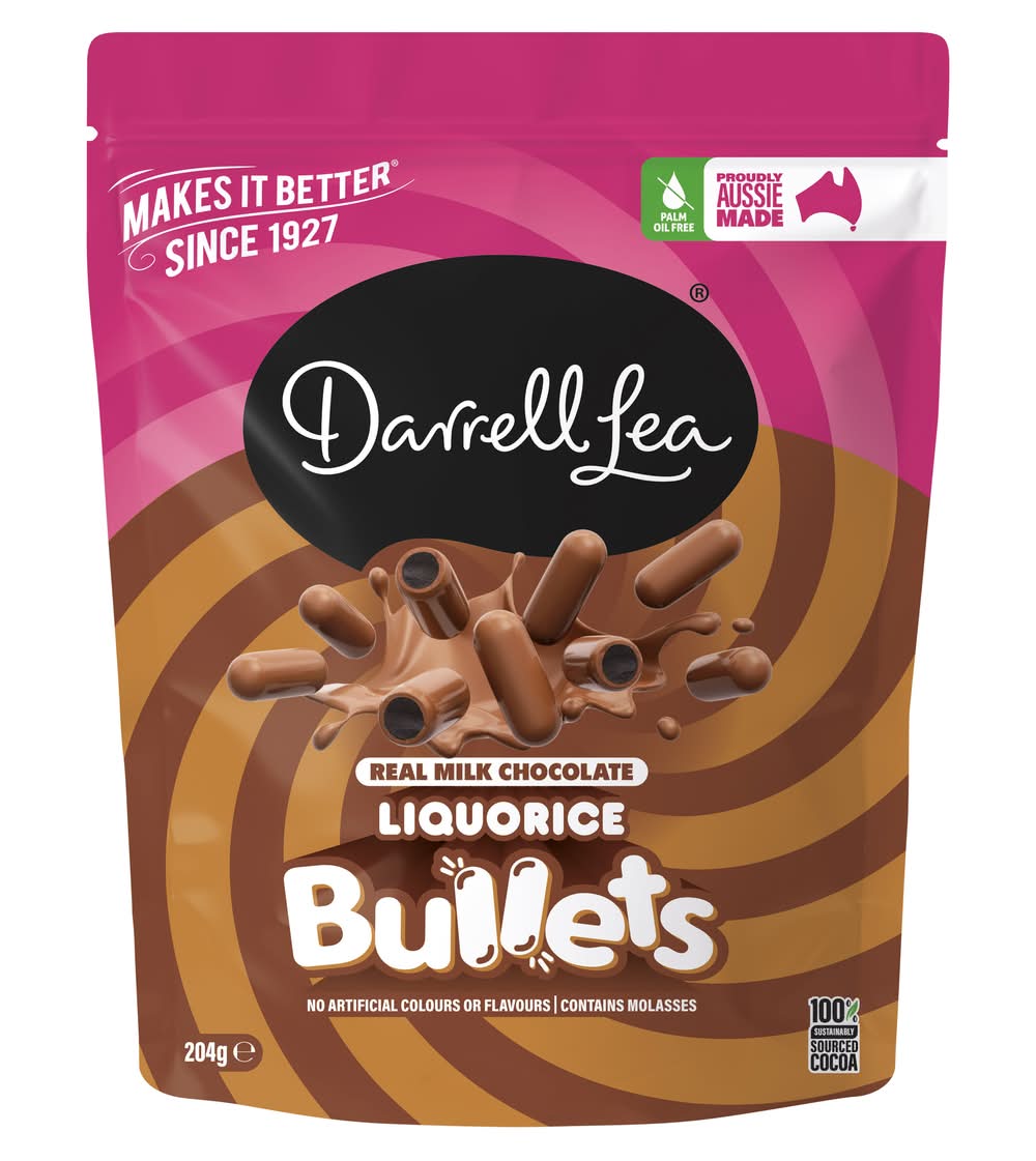 Darrell Lea Real Milk Chocolate Bullets, Liquorice (204g)