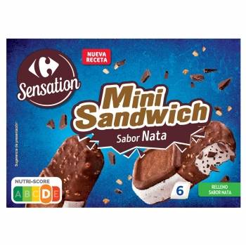 Mini sandwich de nata con pepitas de chocolate Carrefour 6 ud.