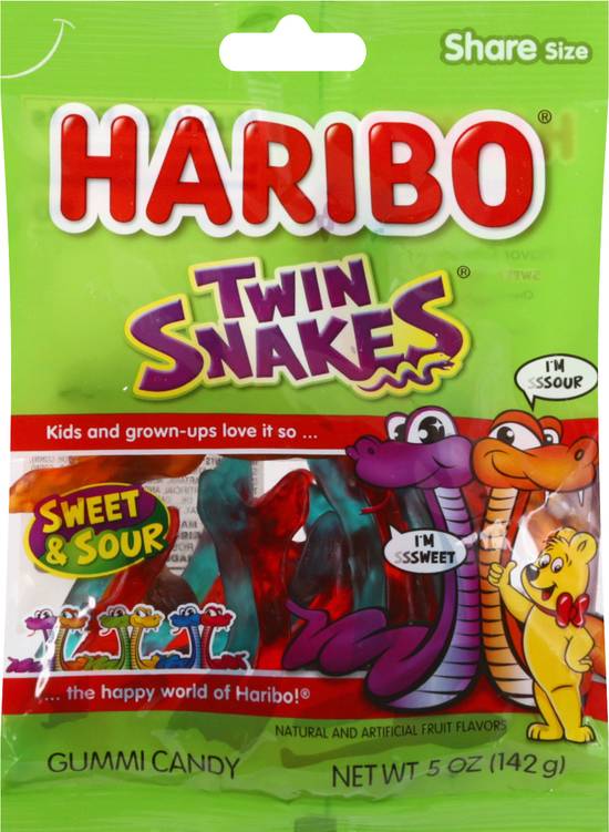 Haribo Twin Snakes Share Size Sweet & Sour Gummy Candy