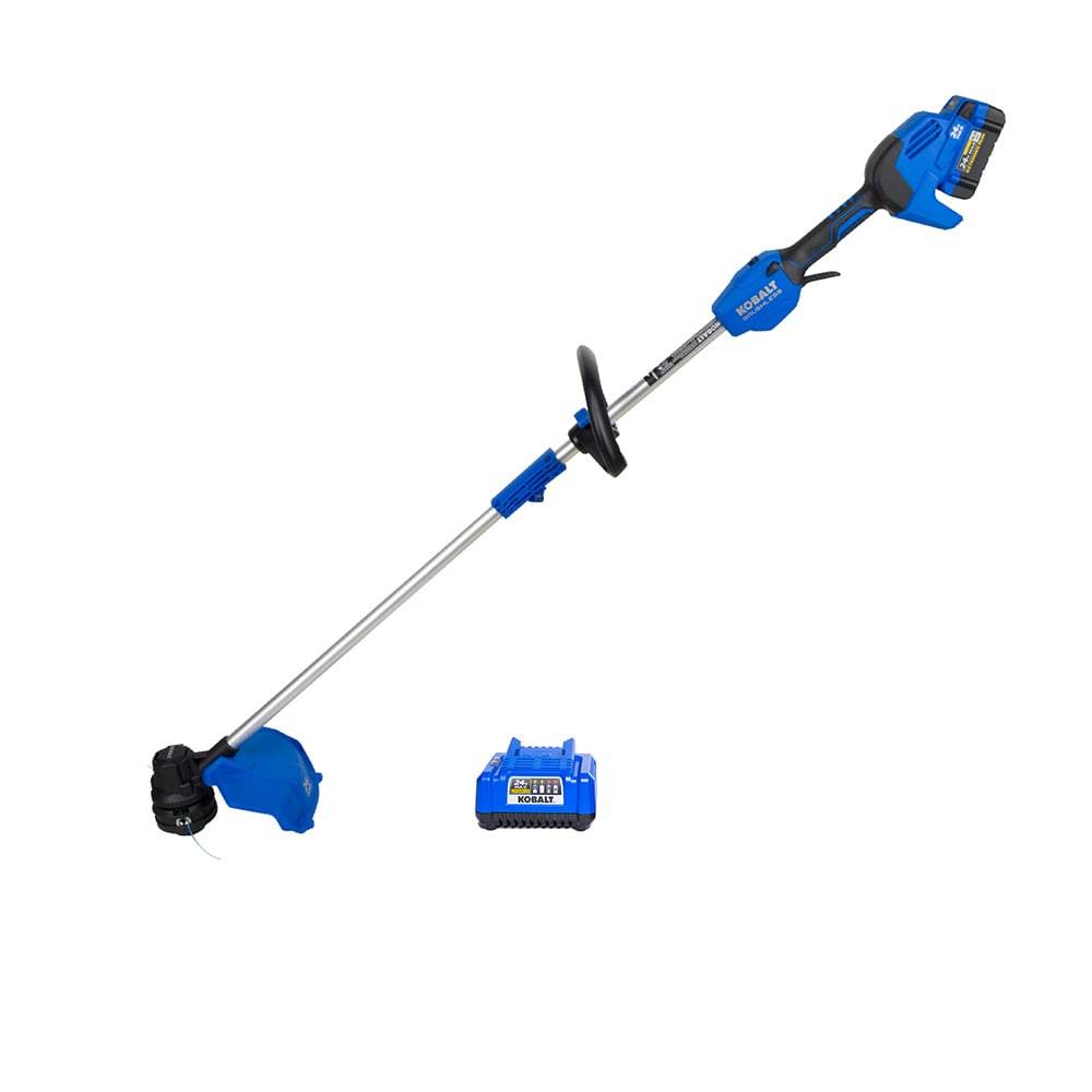 Kobalt 24-volt 14-in Straight Shaft Battery String Trimmer 4 Ah (Battery and Charger Included) | KST 224A-03