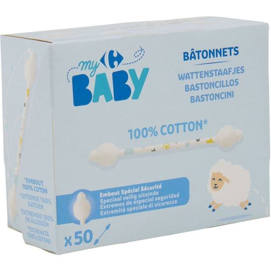 Carrefour Baby - Coton tiges bébé (50 pièces)
