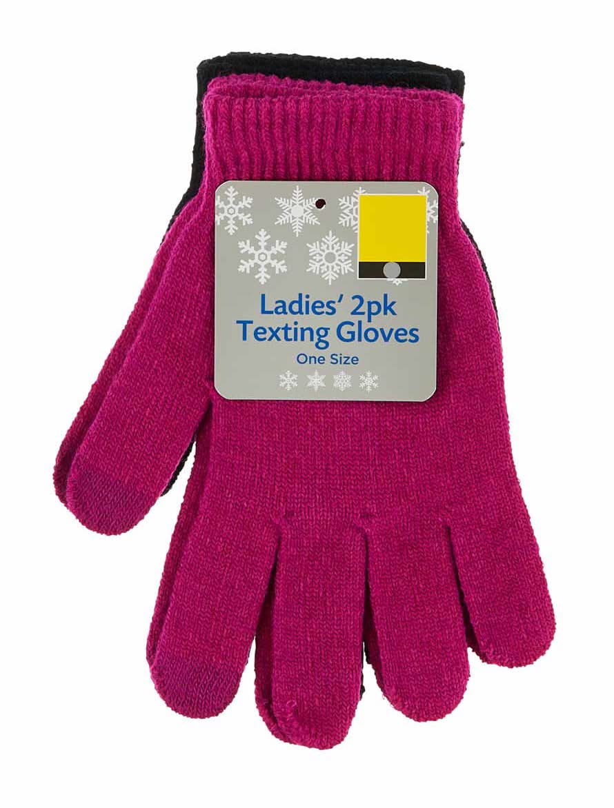 Ladies Texting Gloves 2 Ct Assorted