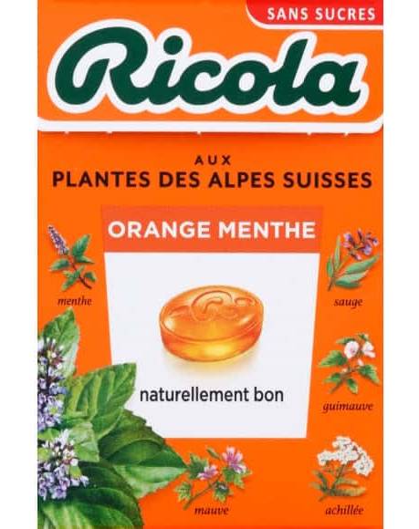 Ricola - Bonbons sans sucres orange menthe (50g)