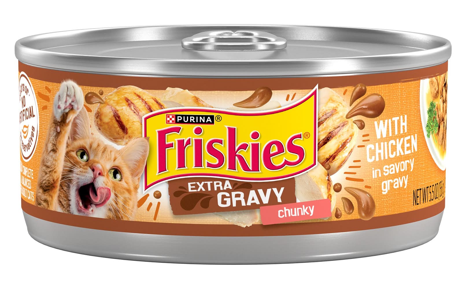 Friskies® Extra Gravy All Life Stages Cat Wet Food - 5.5 Oz (Flavor: Chicken, Color: Assorted, Size: 5.5 Oz)