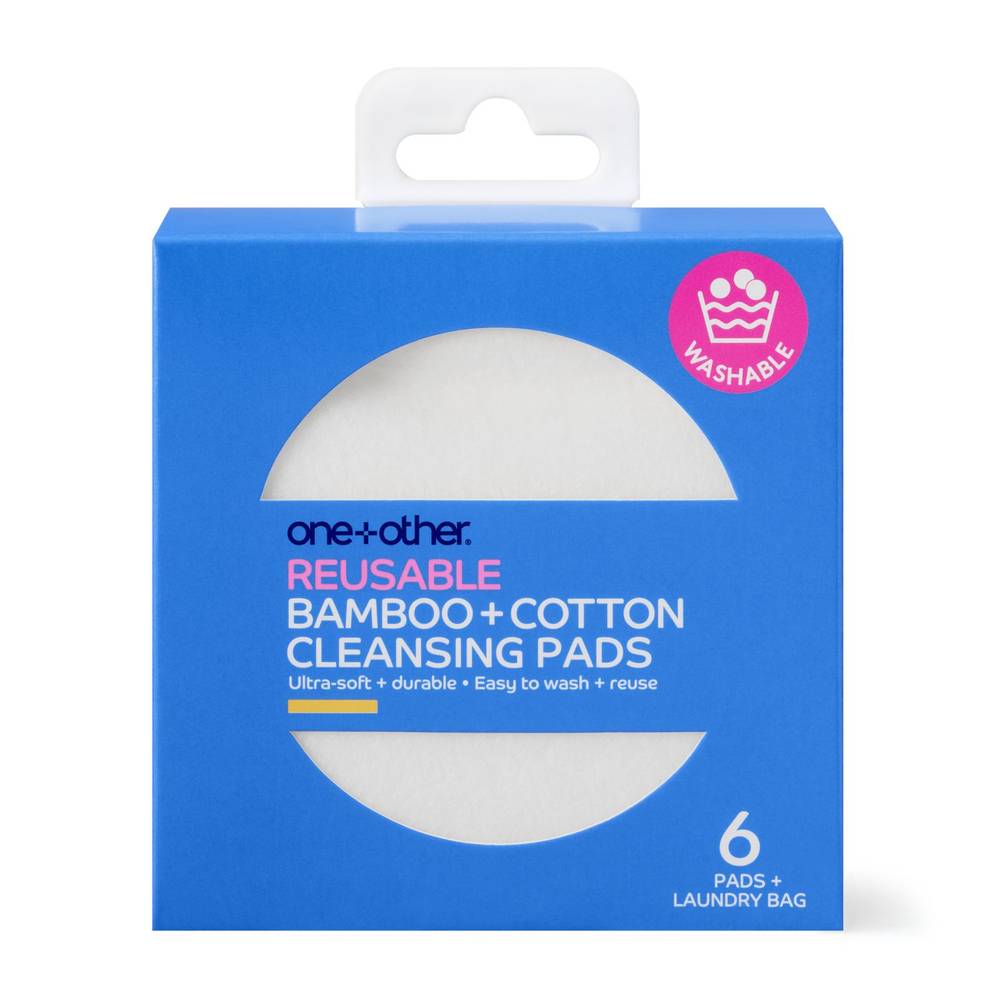 one+other Reusable Bamboo & Cotton Cleansing Pads, 6 CT