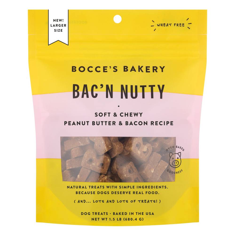 Bocce's Bakery Bac'n Nutty Peanut Butter and Bacon Recipe Dog Treats