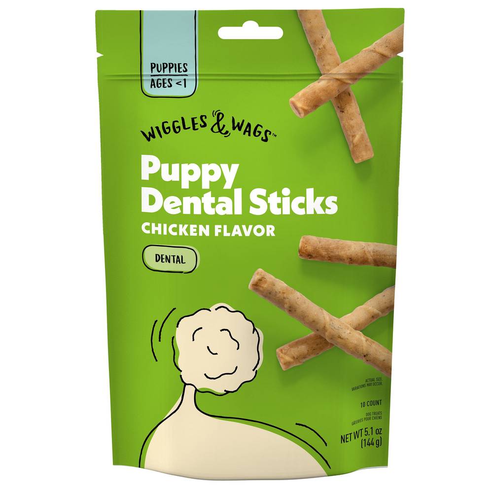 Wiggles & Wags Puppy Dental Sticks Dog Treats 10 Count 5.1 OZ (Size: 10 Count)