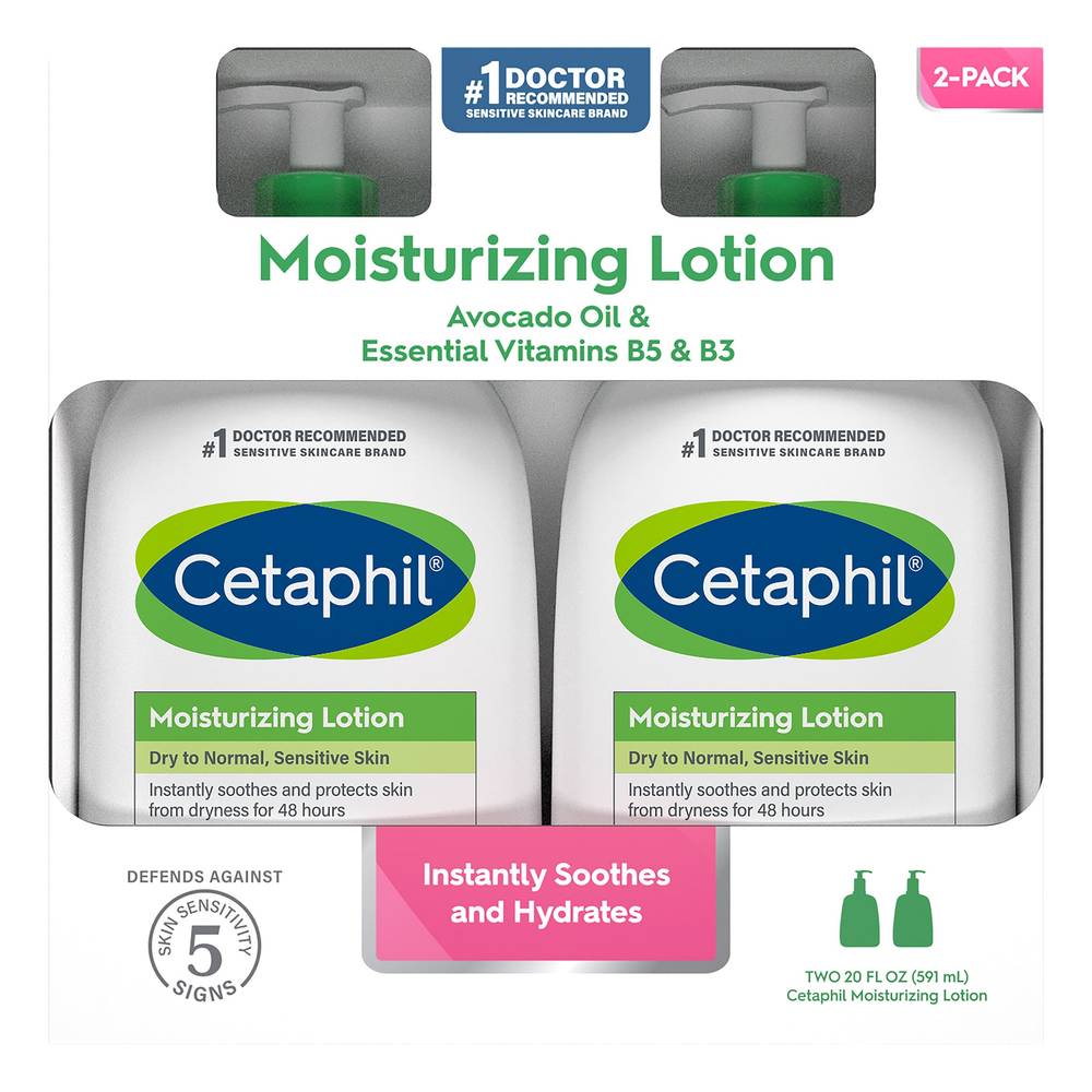 Cetaphil Moisturizing Lotion, Dry to Normal Sensitive Skin, 20 fl oz, 2-count
