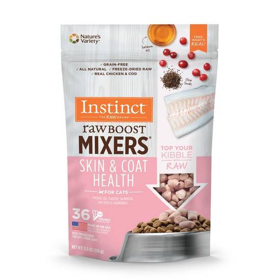 Instinct Freeze Dried Raw Boost Mixers Grain Free Skin & Coat Health Recipe Wet Cat Food Topper By Nature's Variety (5.5 oz)