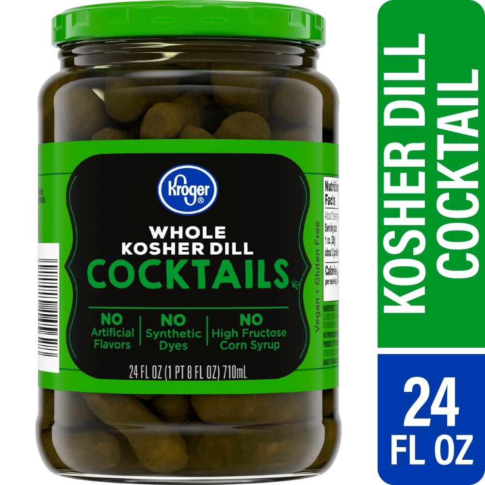 Kroger Gluten Free Whole Kosher Dill Cocktail Pickles (24 fl oz)