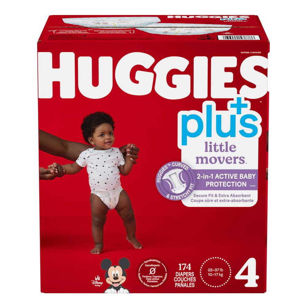 Huggies - Couches Little Movers Plus, Taille 4, Boîte De 174