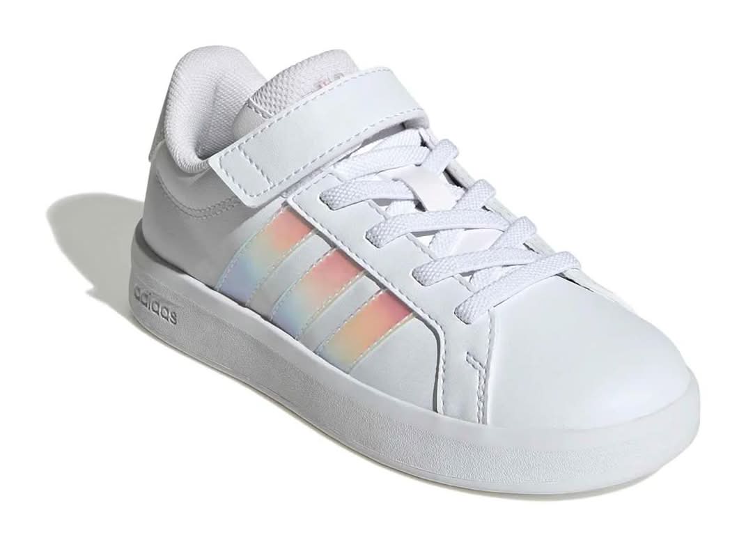 adidas gazelle silver green womens adidas Grand Court Elastic Lace and Top Strap Kids Sneakers – RUNNERS SPORTS main image 0