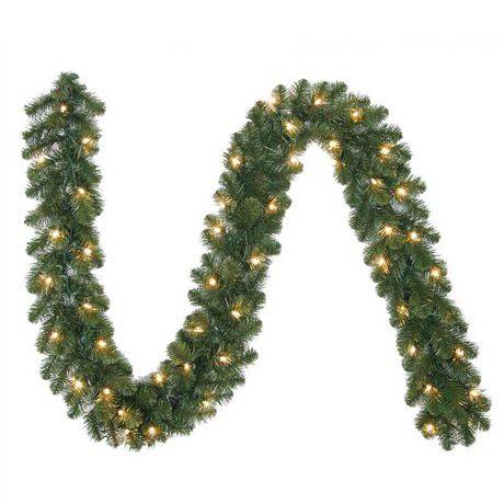 Holiday Time Madison Pre-Lit Pine Christmas Garland, 9'' , Green