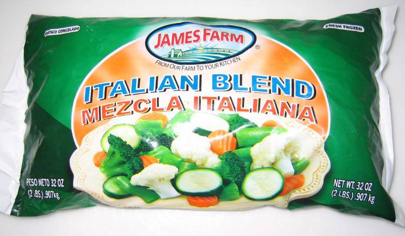 Frozen James Farm - IQF Italian Mixed Vegetable Blend - 2 lbs (Case of 12)