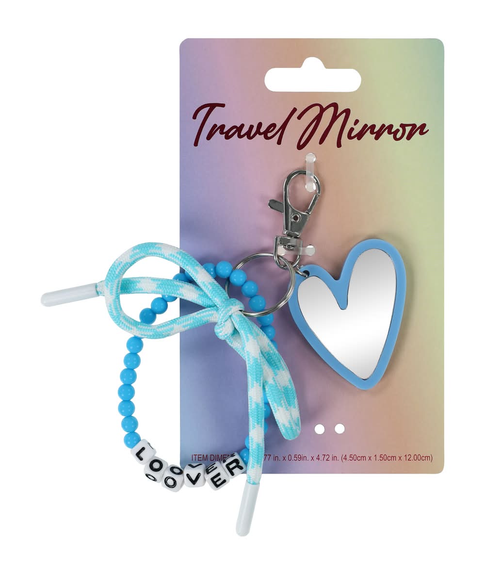 Travel Mirror Wristlet Blue Heart