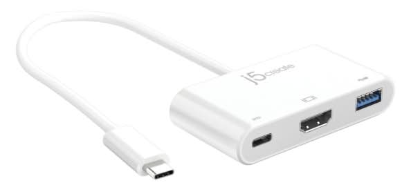 j5create USB Type-C HDMI™ USB 3.0 Adapter With Power Delivery, White, JCA379