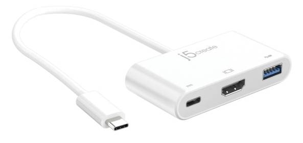 j5create USB Type-C HDMI™ USB 3.0 Adapter With Power Delivery, White, JCA379