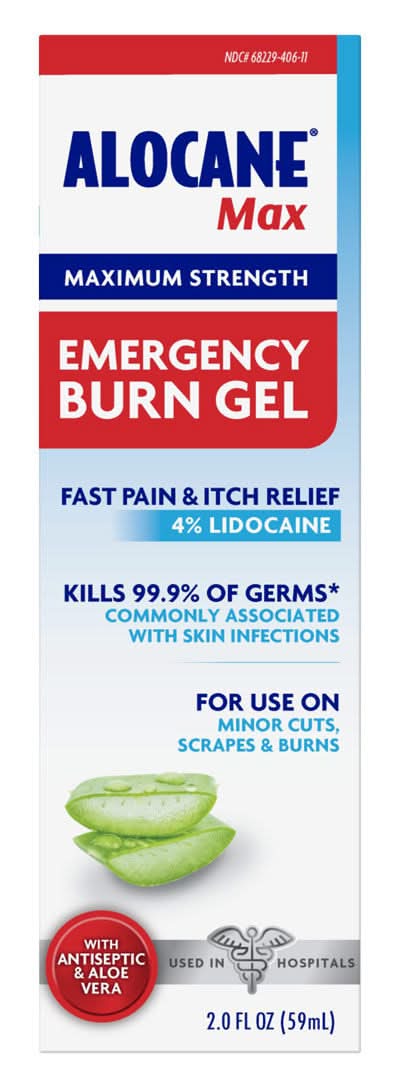 Alocane Max Emergency Burn Gel Maximum Strength 4% Lidocaine 2 Fl Oz