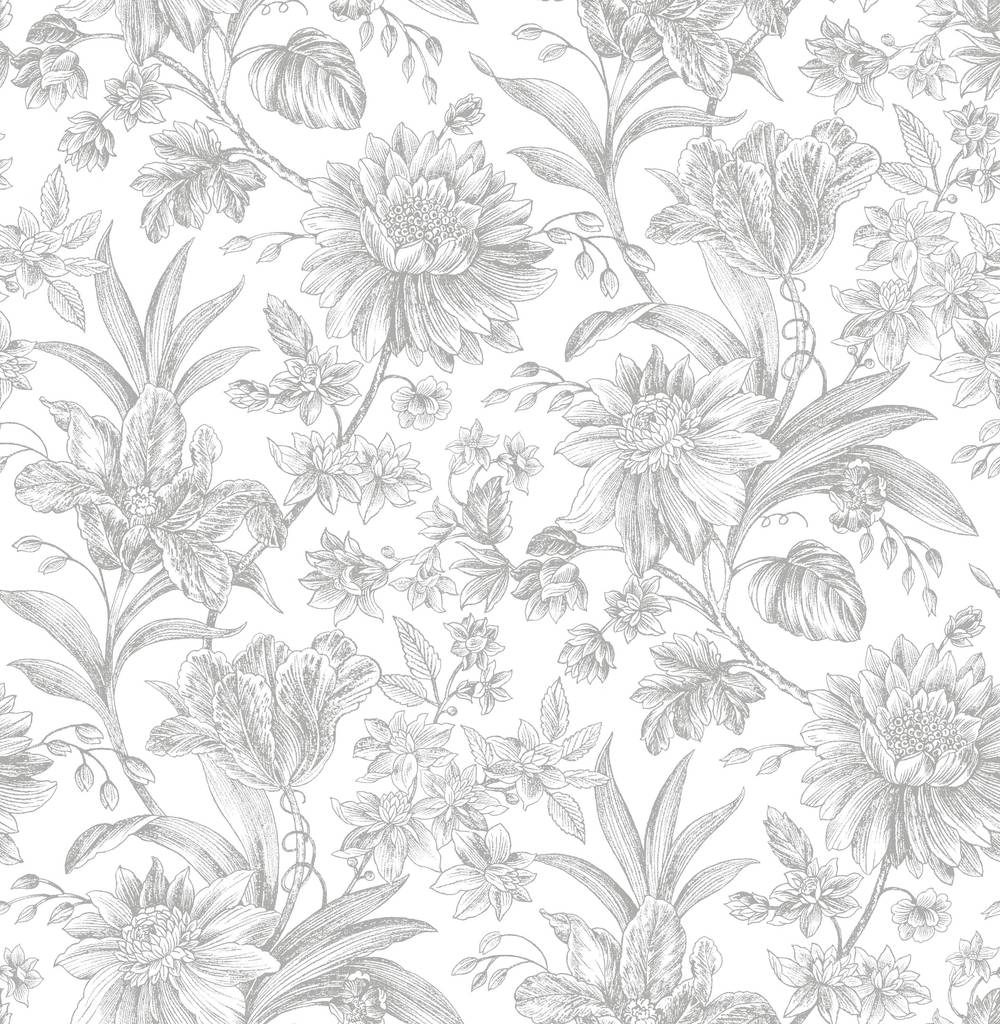 allen + roth 30.75-sq ft Grey Vinyl Floral Self-adhesive Peel and Stick Wallpaper | ARW4246