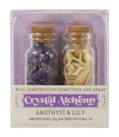 Crystal Alchemy Semiprecious Gemstones And Herbs 2-Pack Amethyst & Lily