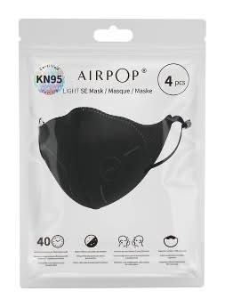 AirPop Kn95 Light Se Facemask, Black (4 ct)