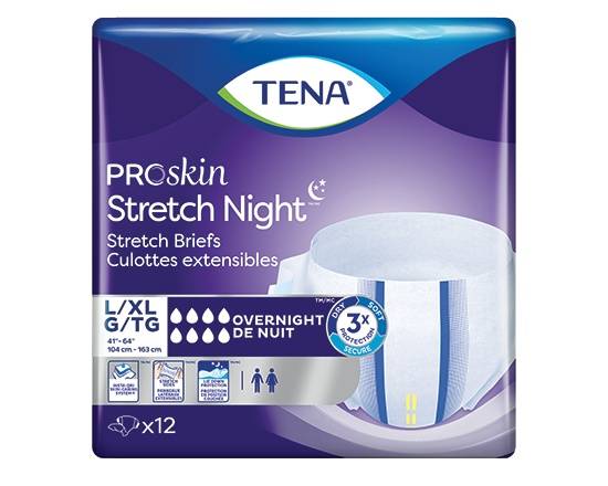 Tena Proskin Stretch Night Briefs, L- XL (12 ct)