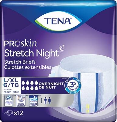 Tena Proskin Stretch Night Briefs, L- XL (12 ct)