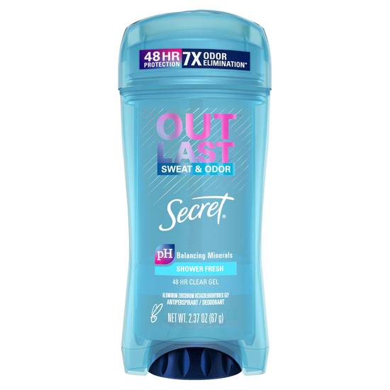 Secret Outlast 48-Hour Clear Gel Antiperspirant & Deodorant Stick, Shower Fresh, 2.6 OZ