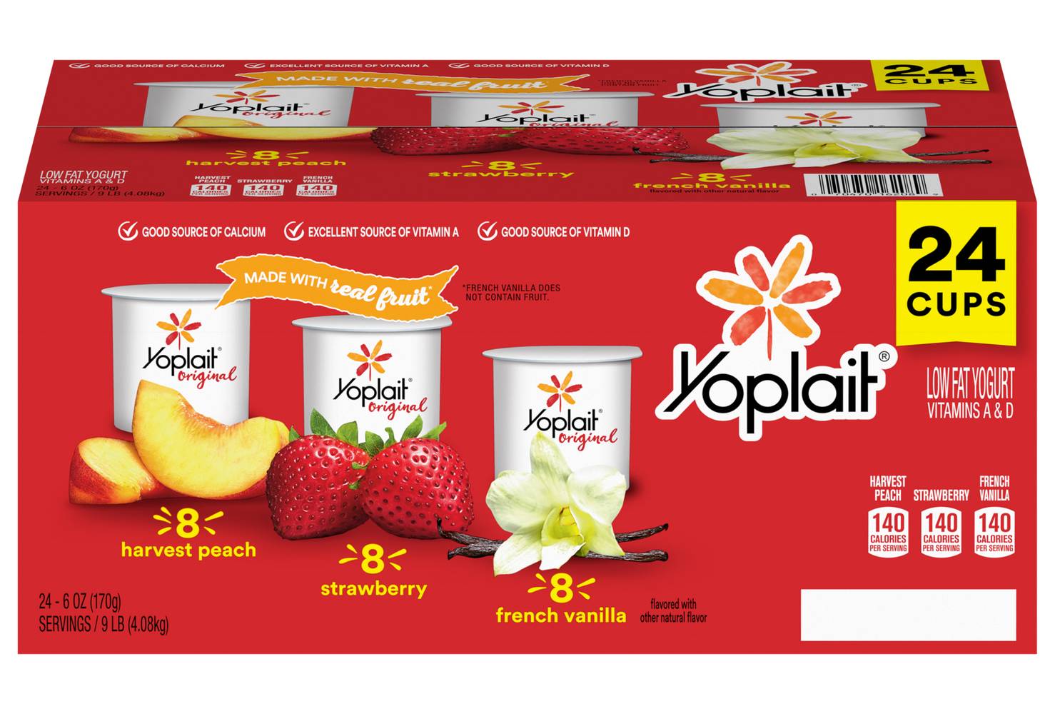 Yoplait Original Variety pack Low Fat Yogurt (6 oz, 24 ct)