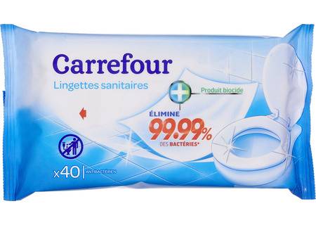 Lingettes sanitaires CARREFOUR - le paquet de 40