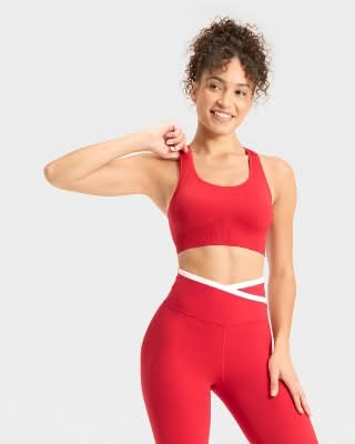 Women's Seamless Medium Support Racerback Sports Bra - All In Motion™ Red M