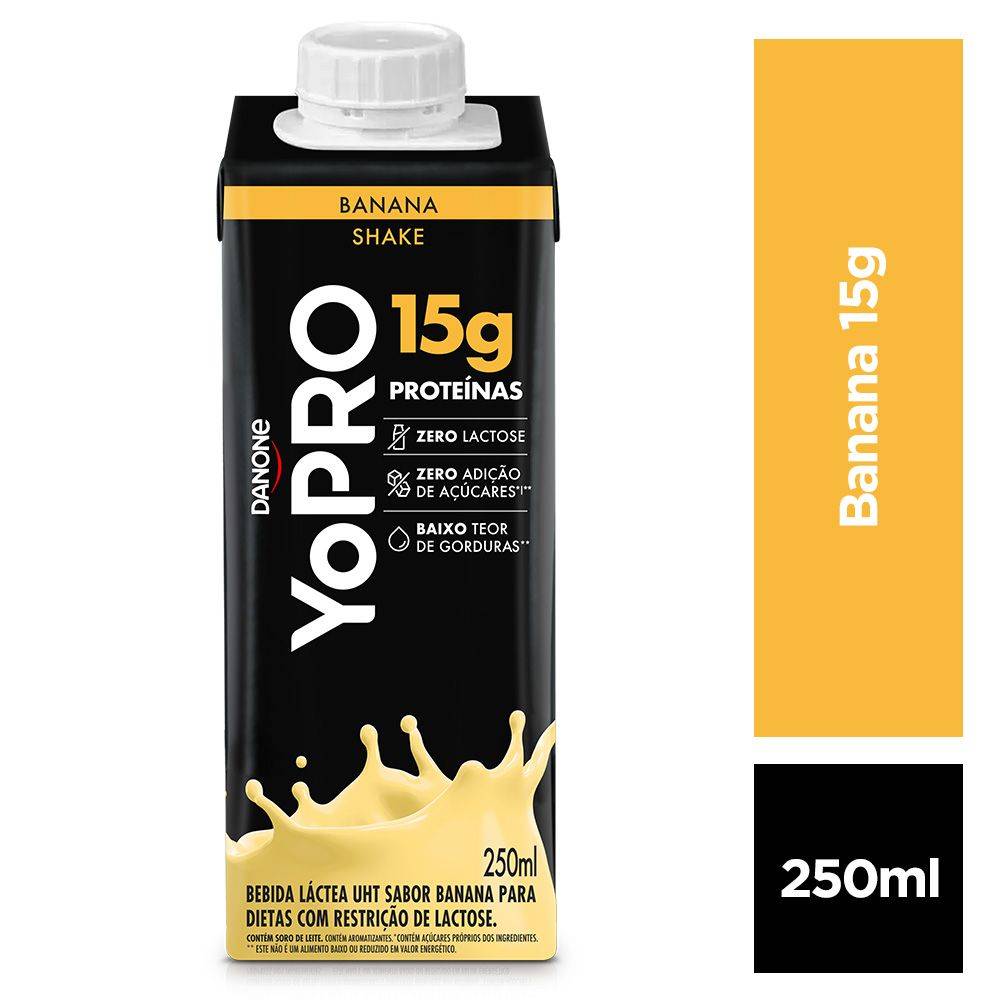 Yopro bebida láctea uht sabor banana zero lactose (250 ml)