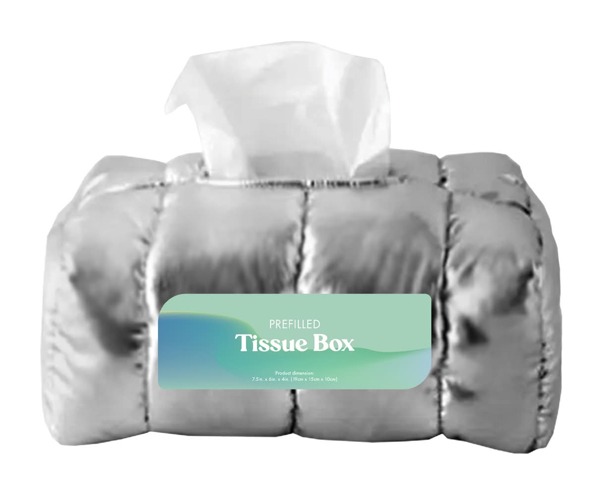 Puffer Prefilled Tissue Box Silver